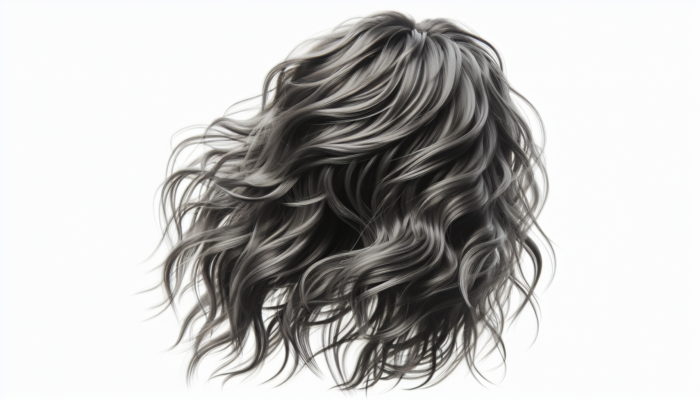 Long, feathered hair styled in a casual, beachy, bohemian look with fluid, playful motion.