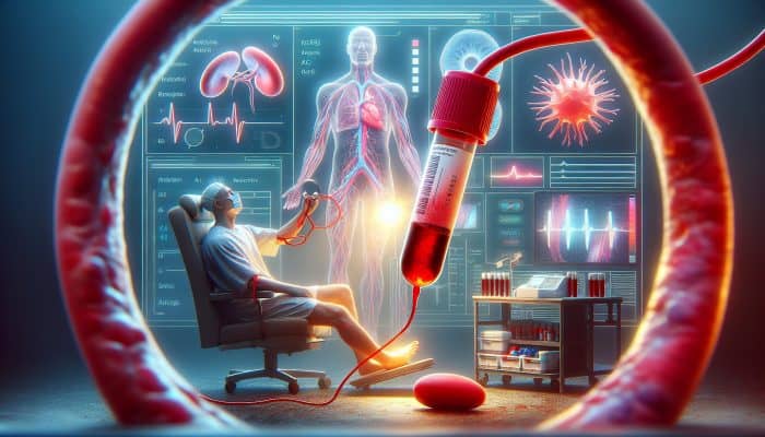 Visual representation of a blood test for vitamin B12, highlighting early detection to prevent anaemia and nerve damage.